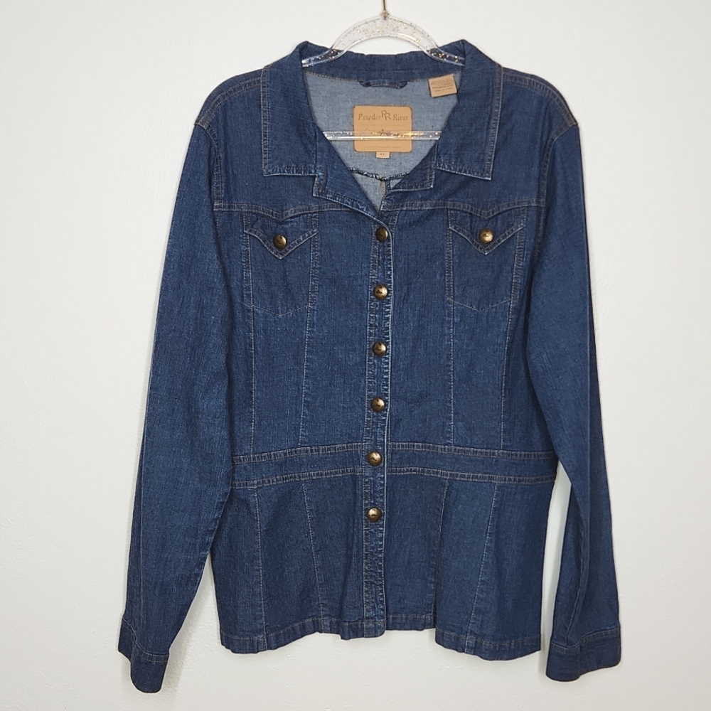 Powder Rivers Outfitters Womens Western Denim Jacket Blazer Size XL